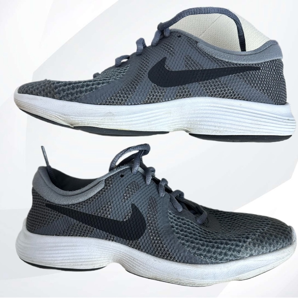 Youth Name brand Dark Gray Athletic Shoes with Black Swish